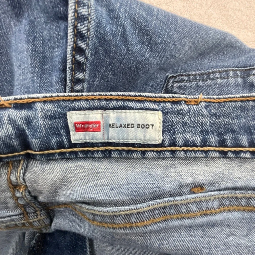 Wrangler Relaxed Fit Bootcut‎ Jeans Mens 38x30 Blue Denim Stretch Casual